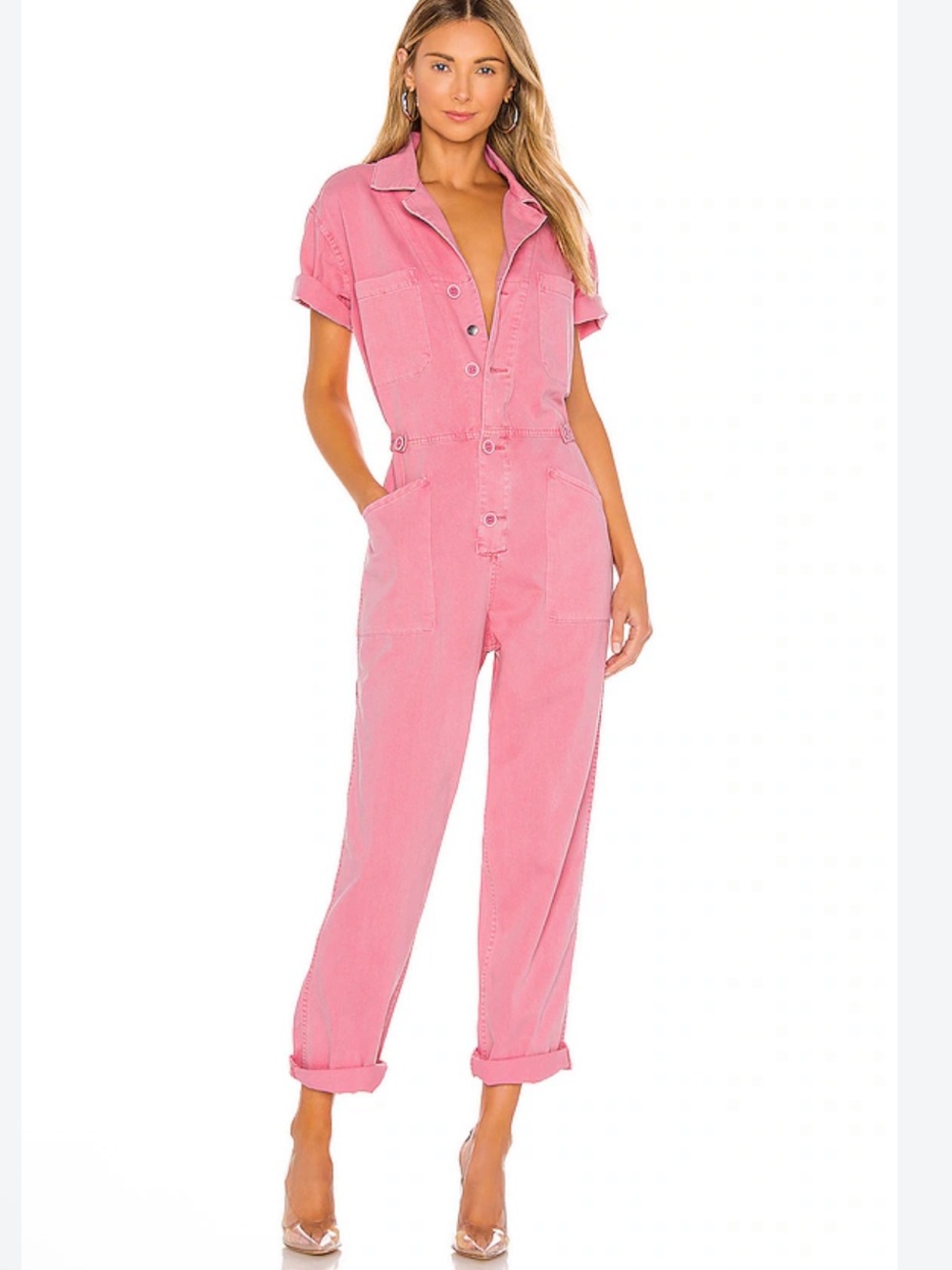 Revolve Pistola Grover Pink Utility Jumpsuit XS
